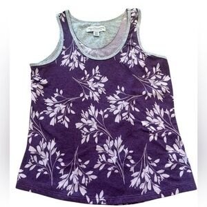 Live Love Lounge Floral Soft Tank Top - Womens Size XS - Purple and Gray